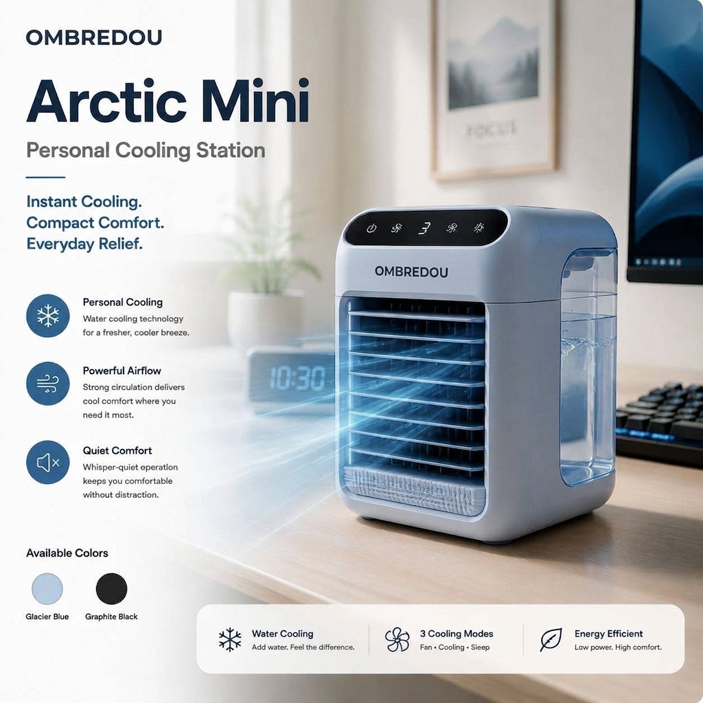 OMBREDOU Arctic Mini Personal Cooling Station Instant Cooling. Compact Comfort. Everyday Relief.