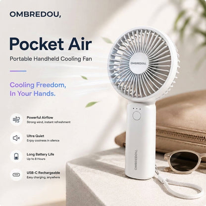 OMBREDOU Pocket Air Portable Handheld Cooling Fan Cooling Freedom, In Your Hands.