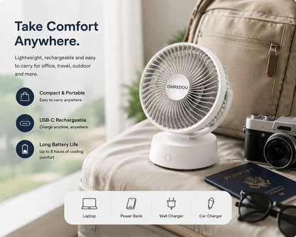 OMBREDOU Mini Breeze Portable Personal Cooling Fan Small Size. Big Comfort.