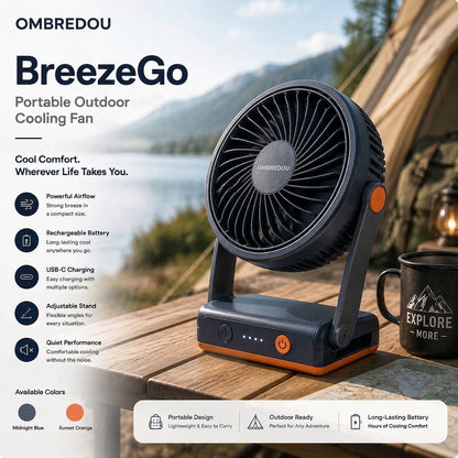 OMBREDOU BreezeGo Portable Outdoor Cooling Fan Cool Comfort. Wherever Life Takes You.