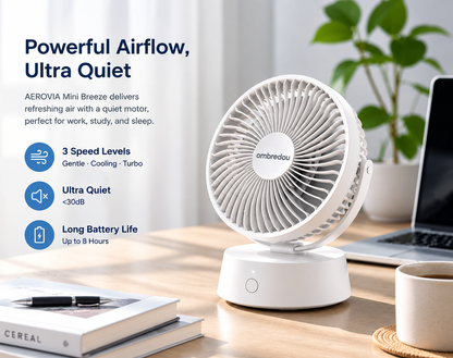 OMBREDOU Mini Breeze Portable Personal Cooling Fan Small Size. Big Comfort.